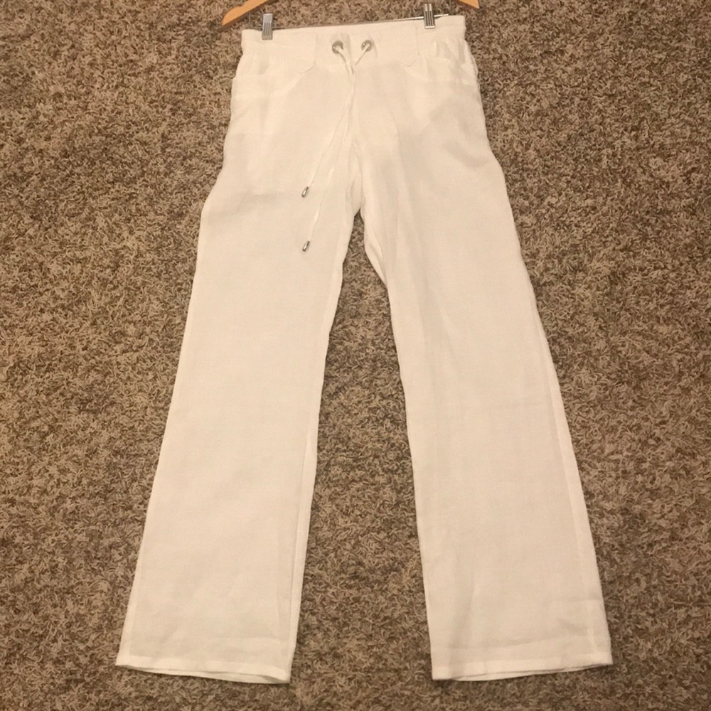 White linen pants